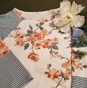Floral and striped top